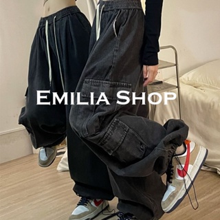 EMILIA SHOP กางเกงขายาว กางเกงเอวสูง สบายสไตล์y2k 2023 ใหม่ A20M01E 0322