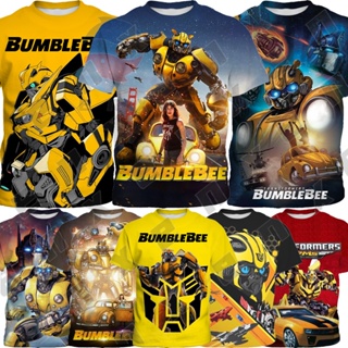 เสื้อยืดแขนสั้น พิมพ์ลาย Transformers Bumblebee เหมาะกับของขวัญวันเกิด แฟชั่นฤดูร้อน สําหรับเด็กผู้ชาย อายุ 3-13 ปี