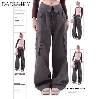 DaDuHey🎈  2023 New American Style Retro High Street Overalls Womens Straight Wide Leg Casual Fashion Ins Long Cargo Pants