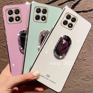 2023 New Casing เคส Honor X7a X8a X9a 5G Phone Case Multicolor Soft Back Cover with Luxury Rhinestone Mirror Phone Holder เคสโทรศัพท