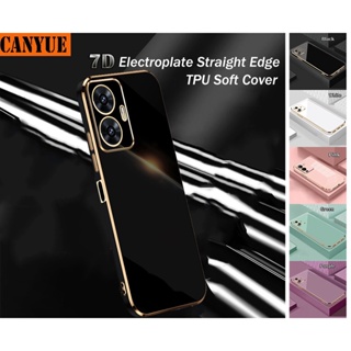 Realme C55 C35 C33 C31 C30 Real me C 55 35 33 31 30 Square 7D Luxury Plating TPU Case Electroplate Straight Edge Soft Silicone Slim Back Cover Slim Mobile Phone Casing