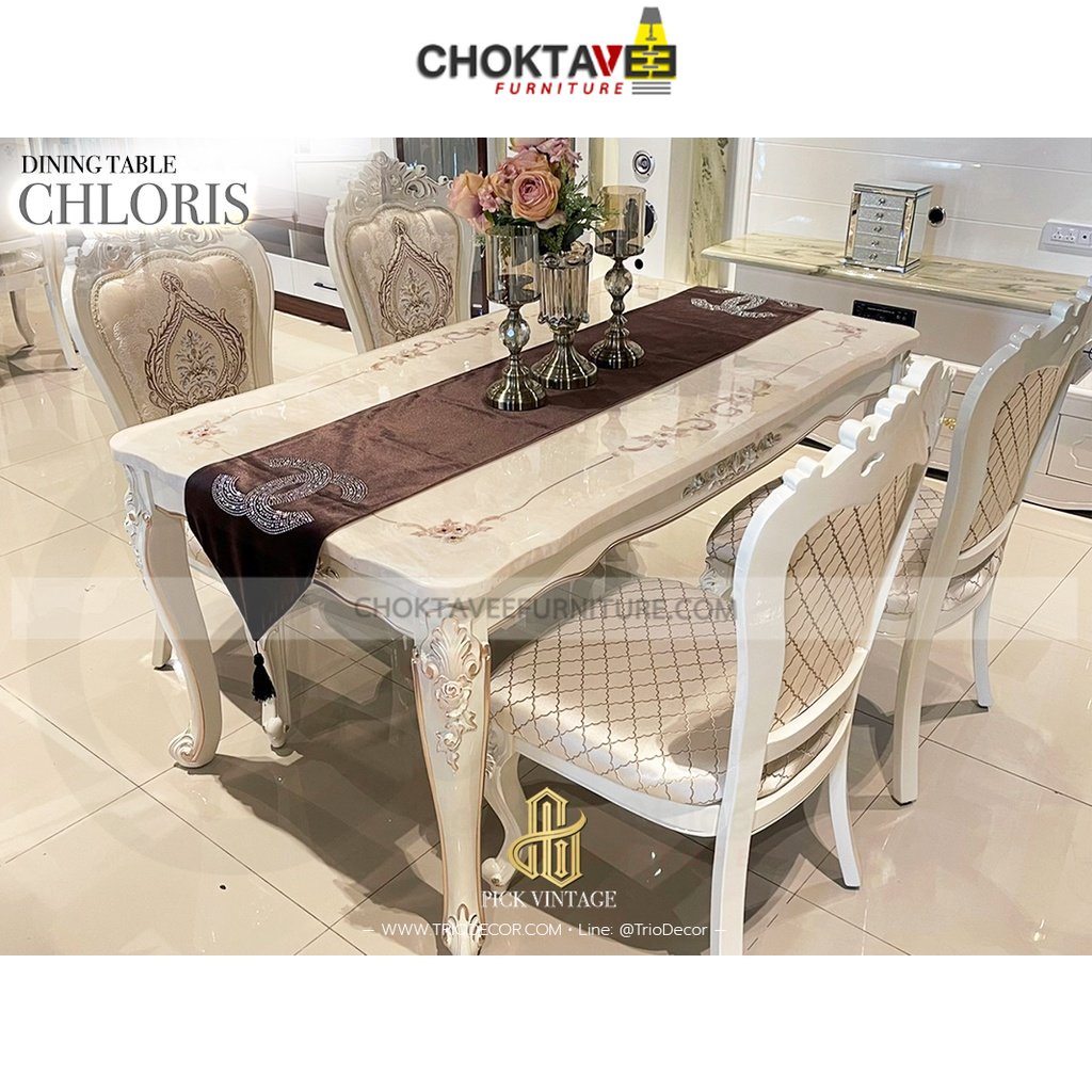 โต๊ะอาหาร-วินเทจ-หลุยส์-130-160cm-platinum-classic-series-สีขาว-รุ่น-ttb-lv-chloris