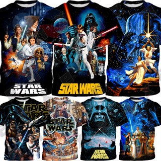 เสื้อยืดแขนสั้น แบบบาง พิมพ์ลาย Star Wars แฟชั่นฤดูร้อน สําหรับเด็กผู้ชาย อายุ 3-13 ปี