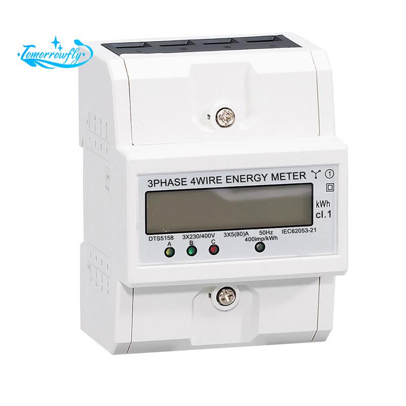 380V 80A 3 Phase 4 Wire Din Rail Electronic Watt for Power Energy Meter ...