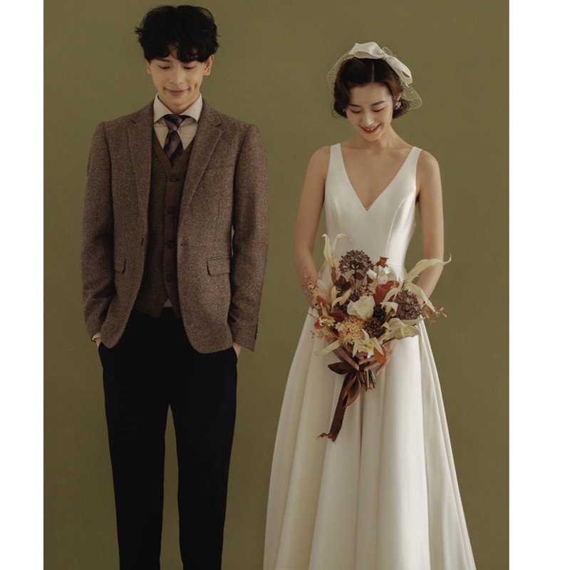 ชุดเดรสแต่งงาน-แบบเรียบง่าย-สีขาว-สไตล์เกาหลี-สําหรับเจ้าสาว-ff351
