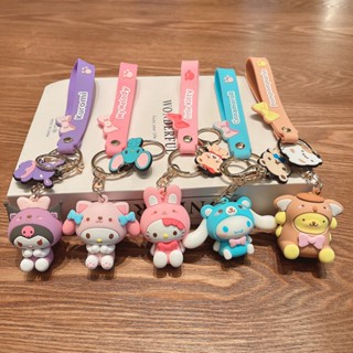 SANRIO พวงกุญแจ จี้ตุ๊กตาการ์ตูนอนิเมะ Melody Kuromi Cinnamoroll น่ารัก เหมาะกับของขวัญ สําหรับเด็กผู้หญิง