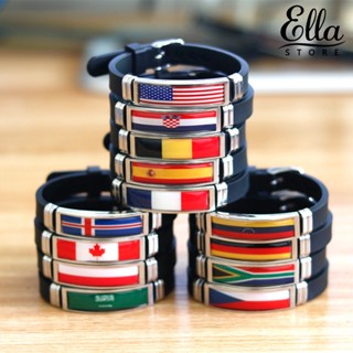 Ellastore123 สายรัดข้อมือซิลิโคน ลายธงชาติฟุตบอลโลก ปรับได้ ใส่สบาย เครื่องประดับแฟชั่น สําหรับผู้ชายและผู้หญิง