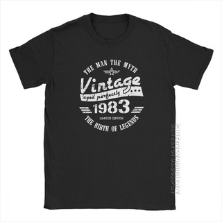 เสื้อยืดแขนสั้น คอกลม ผ้าฝ้าย พิมพ์ลาย 1983 36th Birthday สไตล์วินเทจ สําหรับผู้ชาย ขายส่ง_03