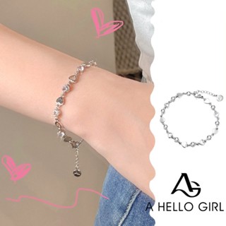 A HELLO GIRL เครื่องประดับ สร้อยข้อมือ จี้รูปหัวใจ ประดับเพทาย เข้ากับทุกการแต่งกาย แฟชั่นฤดูร้อน แบบเรียบง่าย สําหรับนักเรียนหญิง