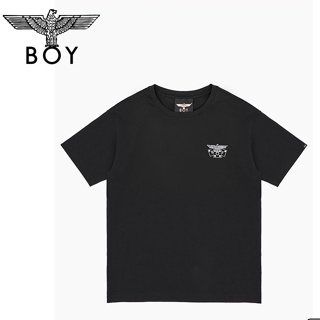 เสื้อยืดแขนสั้น ผ้าฝ้าย พิมพ์ลายนกอินทรีย์ BOYLONDON ทรงหลวม แฟชั่นคู่รัก สําหรับผู้ชาย และผู้หญิง