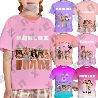 เสื้อยืดแขนสั้น พิมพ์ลาย Roblox สําหรับเด็กผู้หญิง อายุ 3-14 ปี