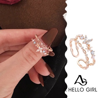 ภาพขนาดย่อของภาพหน้าปกสินค้าA HELLO GIRL แหวนเพทาย ประดับคริสตัล สีโรสโกลด์ ปรับขนาดได้ จากร้าน elegant.th บน Shopee