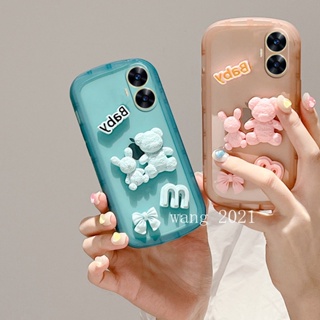 New Phone Case เคส Realme C55 2023 New Cute Stereoscopic Bear Doll Bowknot Casing Lens Protection Soft Cover for Realme C55 NFC Phone Cover เคสโทรศัพท