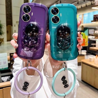 Phone Case เคส Realme C55 2023 New Color Transparent Astronaut Invisible Phone Holder Casing Realme C55 NFC with Detachable Silicone Ring Wristband Full Lens Protection Soft Case เคสโทรศัพท