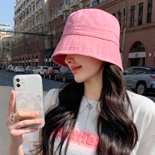หมวกบักเก็ตกันแดด พิมพ์ลายตัวอักษร Dongdaemun สีชมพู แฟชั่นฤดูใบไม้ผลิ และฤดูร้อน สไตล์เกาหลี สําหรับเด็กผู้หญิง 2023