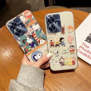 Ready Stock New Phone Case เคส Realme C55 NFC / Realme 10T 5G 2023 Casing Funny Snoopy and Teletubbies Transparent Cover Silicone Soft Case for RealmeC55 Case เคสโทรศัพท