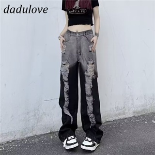 DaDulove💕 New American Ins Ripped Jeans High Waist Loose WOMENS Micro Flare Pants Washed Large Pants