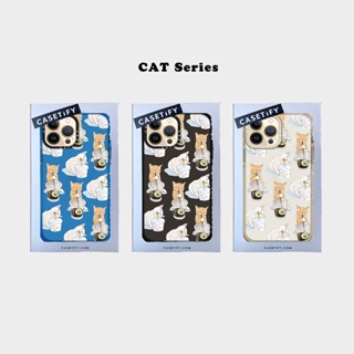 Casetify เคสโทรศัพท์มือถือ TPU แบบนิ่ม ลายแมวดื่ม สําหรับ IPhone 14 13 12 11 Pro MAX Mini XS MAX XR X SE 6 6S 7 8 Plus