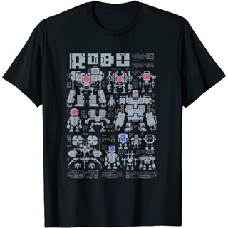 [S-5XL] เสื้อยืด Robo Pixels Geeky Pixel Art หุ่นยนต์สําหรับผู้ชาย