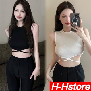 เสื้อสายเดี่ยว แขนกุด ไขว้ หวานแซ่บ ฮอตเกิร์ล แจ๊กเก็ต ตัวสั้น ผู้หญิง แฟชั่น