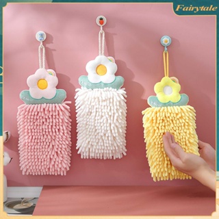 ผ้าขนหนูติดผนัง Super Absorbent Chenille Wipe Hand Towel Cartoon Flower Cleaning Cloth Quick Drying Kitchen Bathroom Accessories 【Fairytale】