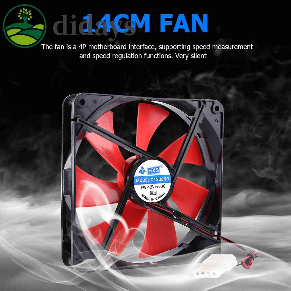 140mm 4 Pin Silent PC Case Cooling Fan CPU Cooler 12V Radiator Heatsink ...