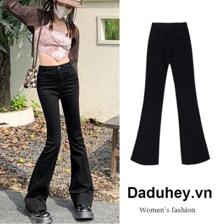 DaDulove💕 2023 new Korean version of ins stretch womens jeans niche high waist micro flared pants large size trousers