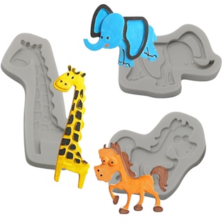 Animal Fondant Molds Forest Giraffe Elephant Cake Decorating Silicone Mold DIY Chocolate Pony Baking Tool for Candy Sugar Craft Cookies