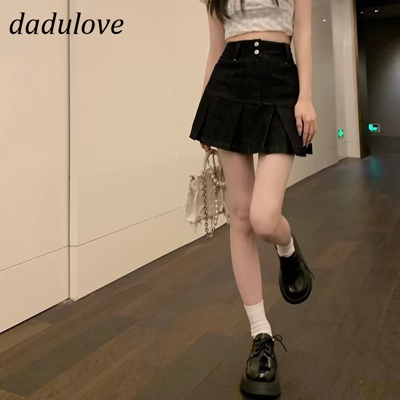 dadulove-new-korean-version-of-ins-high-waist-denim-skirt-loose-skirt-niche-short-skirt-package-hip-skirt