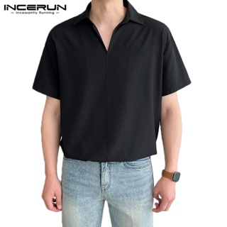 สินค้า Incerun เสื้อโปโล แขนสั้น คอปก สีพื้น แบบลําลอง