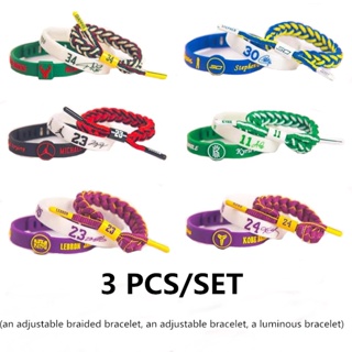 3Pcs/set Silicone Bracelet Bangle Adjustable Wristband NBA Basketball Star Baller Band（1-20） SX
