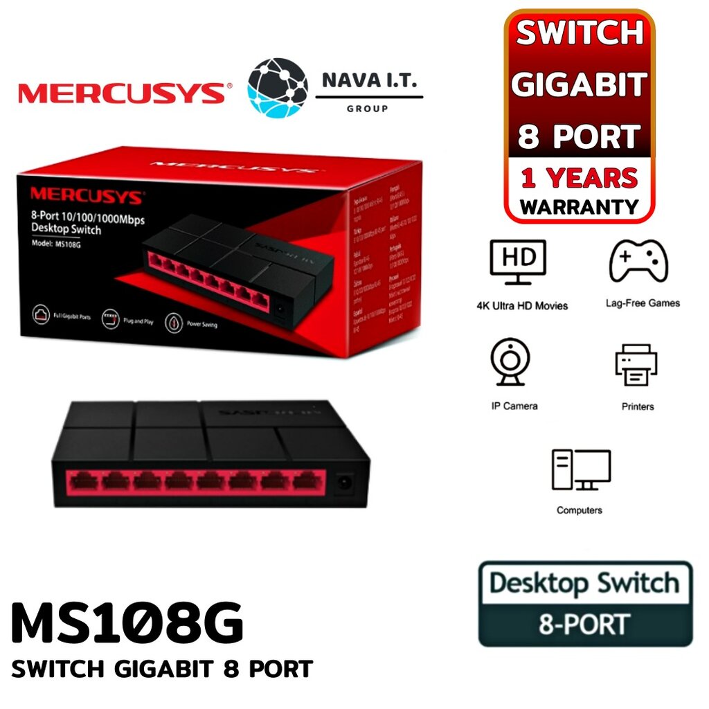 รูปภาพของ️ส่งด่วนใน1ชม.ทักแชท ️ Mercusys MS108G Switch(สวิตซ์) Gigabit 8 port รุ่น รับประกัน 1 ปีลองเช็คราคา