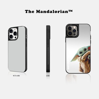 Casetify X The Mandalorian Grogu เคสโทรศัพท์มือถือแบบแข็ง กระจก สีเงิน แต่งโลโก้แกะสลักตัวอักษร พร้อมกล่อง สําหรับ IPhone 12 13 14 Pro Max