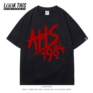 ✇﹊◄Casual Funny Casual Cotton Harajuku Punk Horror Story 1984 Letter Tee Shirt Streetwear O-Neck Loo_03