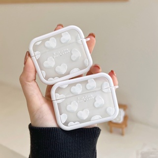 พวงกุญแจหัวใจสีขาว สําหรับ airpods 1 2 3 เคสหูฟัง เนื้อแมตต์ นิ่ม ป้องกันด้านหลัง สําหรับ airpod pro 2 เคสใส ลายความรัก