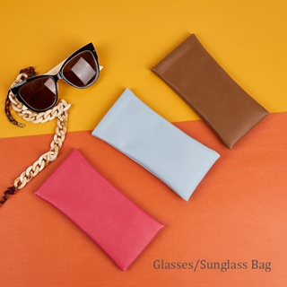 กระเป๋าหนัง แบบพกพา สีพื้น สําหรับใส่จัดเก็บแปรงแต่งหน้า แว่นตากันแดด