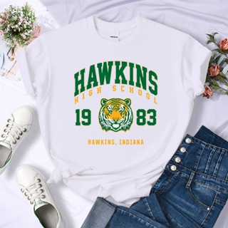 Hawkins High School 1983 Print Female T-Shirt Fitted Harajuku Tee Shirts Street Fashion Streetwear Casual Crewneck _03