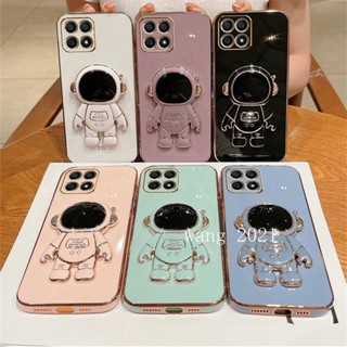 2023 New Casing เคส Honor X7a X8a X9a 5G Phone Case Fashion Cute Cartoon Astronaut Invisible Stand Electroplated Holder Soft Cover เคสโทรศัพท