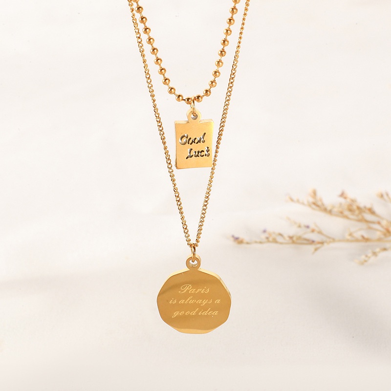 สร้อยคอ-เหล็กไทเทเนียม-จี้ตัวอักษร-goodluck-ทรงกลม-สีแดง-สไตล์ฮิปฮอป-สําหรับคู่รัก