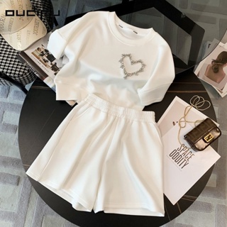 OUDIFU cotton advanced sense leisure sportswear suit womens summer fashion shorts fragrant style two-piece suit