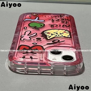 ✅ขายดี เคสโทรศัพท์มือถือ ยางนิ่ม กันกระแทก ลายกราฟฟิตี้แมว สีแดง สําหรับ Apple iPhone 14Pro 13promax 12 11 7 8ins
