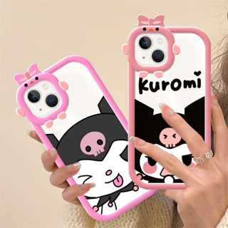 【Creative Camera Protection】Case for IPhone 14 13 12 11 Pro Promax 14Plus  X XS XR XSMAX Kouromi Cute Monster Bow Tie Style Soft Matte TPU Casing DCG
