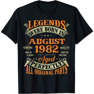 Birthday Gift Legends Born In August 1982 40 Years Old Cotton T-shirt for Men and Women tops_03