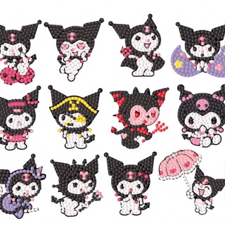 SANRIO สติกเกอร์ปักครอสสติตช์คริสตัล รูปเจ้าหญิงดิสนีย์ Kuromi 5D แฮนด์เมด DIY ของเล่นเสริมการเรียนรู้เด็ก