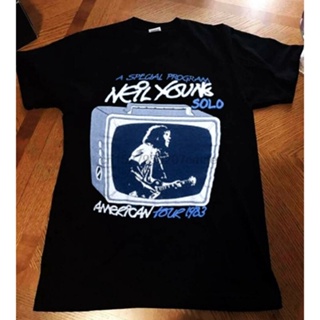 New Hot Rare! 80S Neil Young Solo Tour Hippie Rock 1983 T-Shirt Reprint_03