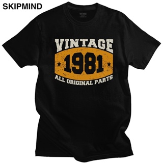 Mens T-shirt Vintage Since 1981 T Shirt Men Short Sleeved All Original Parts Tshirt Birthday Party Celebration Gif_03