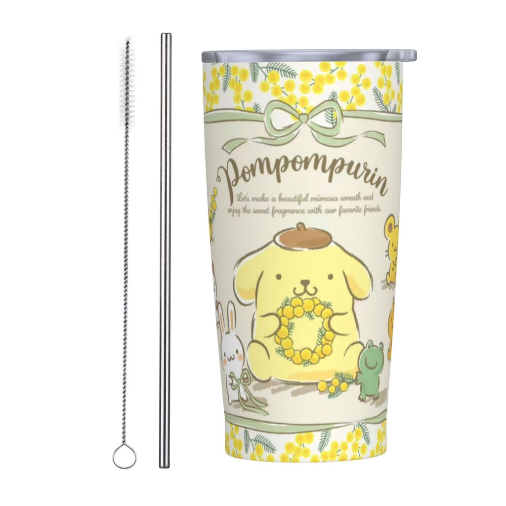 sanrio-pompompurin-แก้วกาแฟ-พร้อมหลอดดูด-20-ออนซ์-ps-ด้านใน-304-ด้านนอก-201-สําหรับรถยนต์