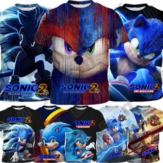 *ENX* เสื้อยืดแขนสั้น พิมพ์ลาย Sonic 2 แฟชั่น สําหรับเด็กผู้ชาย อายุ 3-13 ปี