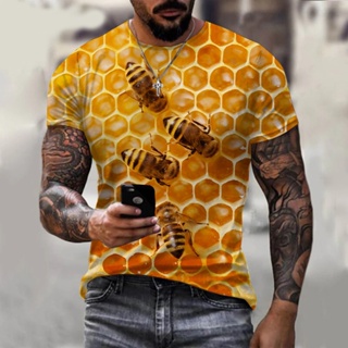 ขายดี เสื้อยืดแขนสั้น พิมพ์ลายผึ้ง 3D สไตล์ฮาราจูกุ ลําลอง แฟชั่น สําหรับผู้ชาย และผู้หญิง