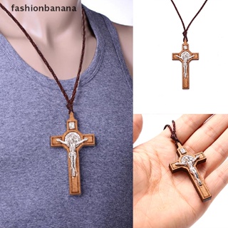 [fashionbanana] สร้อยคอ จี้ไม้กางเขนพระเยซู โลหะ สไตล์เรโทร ของขวัญ สําหรับเครื่องประดับ